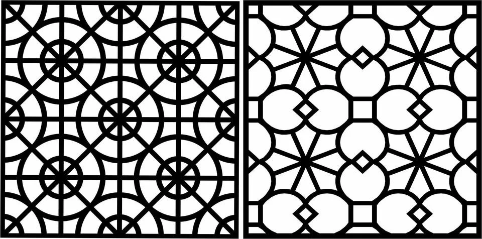 Laser cut cnc panel design for metal, wooden room divider. Stock Illustration