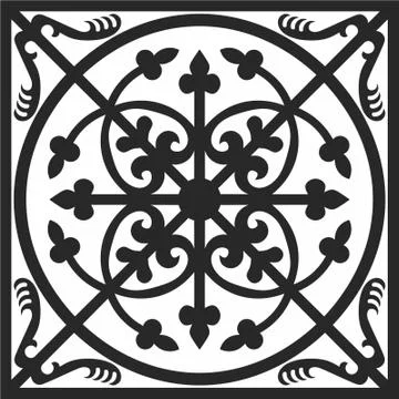 Laser cut cnc panel design for metal, wooden room divider. Stock Illustration