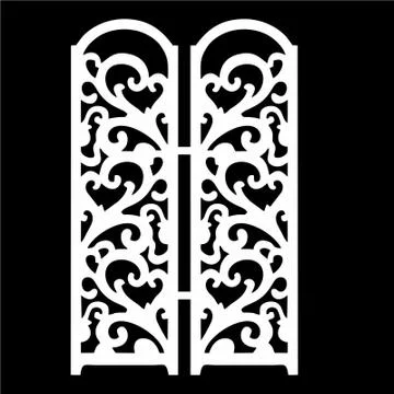 Laser cut cnc panel design for metal, wooden room divider. Illustrazione stock