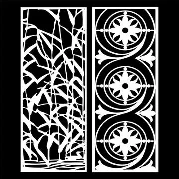 Laser cut cnc panel design for metal, wooden room divider. Stock Illustration