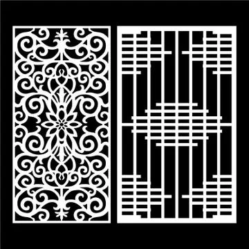 Laser cut cnc panel design for metal, wooden room divider. Stock Illustration