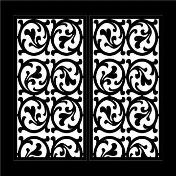 Laser cut cnc panel design for metal, wooden room divider. Illustrazione stock
