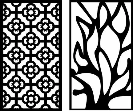 Laser cut cnc panel design for metal, wooden room divider. Stock Illustration