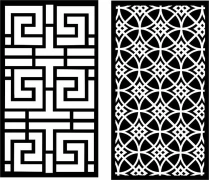 Laser cut cnc panel design for metal, wooden room divider. Stock Illustration