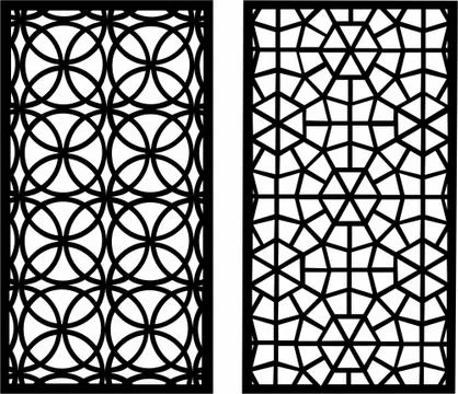 Laser cut cnc panel design for metal, wooden room divider. Stock Illustration