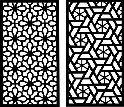 Laser cut cnc panel design for metal, wooden room divider. Stock Illustration