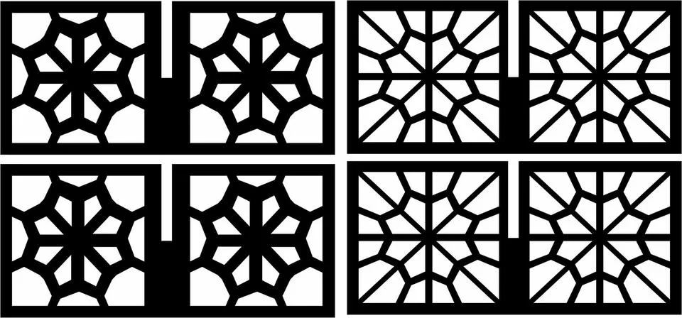 Laser cut cnc panel design for metal, wooden room divider. Stock Illustration