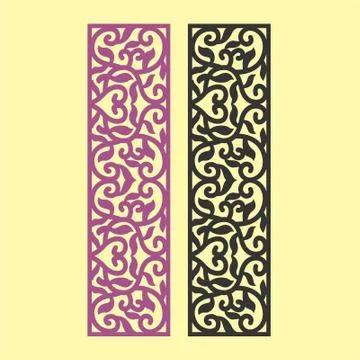 Laser cut cnc panel design for metal, wooden room divider. Stock Illustration