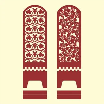 Laser cut cnc panel design for metal, wooden room divider. Stock Illustration