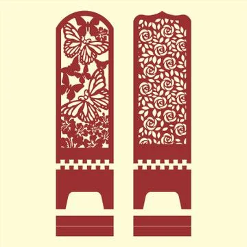 Laser cut cnc panel design for metal, wooden room divider. Stock Illustration