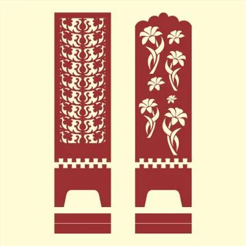 Laser cut cnc panel design for metal, wooden room divider. Stock Illustration