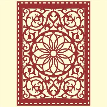 Laser cut cnc panel design for metal, wooden room divider. Stock Illustration