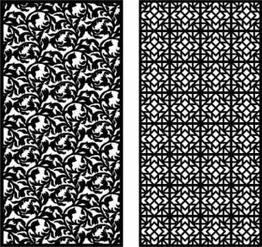 Laser cut cnc panel design for metal, wooden room divider. Stock Illustration