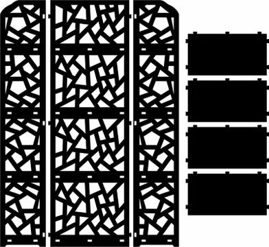 Laser cut cnc panel design for metal, wooden room divider. Stock Illustration