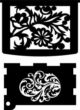 Laser cut cnc panel design for metal, wooden room divider. Stock Illustration