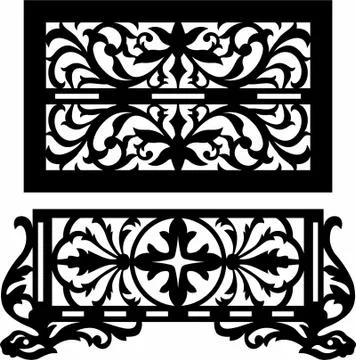 Laser cut cnc panel design for metal, wooden room divider. Stock Illustration