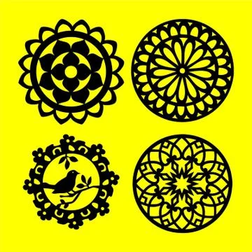 Laser cut cnc panel design for metal, wooden room divider. Stock Illustration