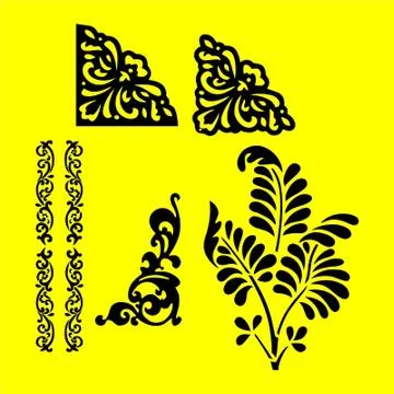 Laser cut cnc panel design for metal, wooden room divider. Stock Illustration