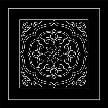 Laser cut cnc panel design for metal, wooden room divider. Stock Illustration