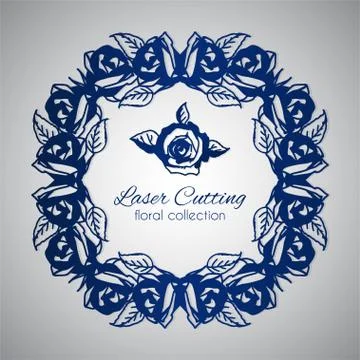 Laser cut floral frame Stock Illustration