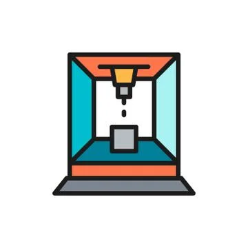 Laser cut machine flat color line icon. Isolated on white background Stock Illustration
