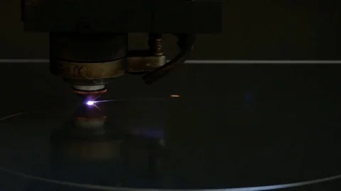 Laser cut machine while cutting the sheet metal with sparks and high precision Stock Footage 77832127
