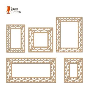 Laser cut panel collection. Vector set frame template for cut on laser machine 스톡 일러스트