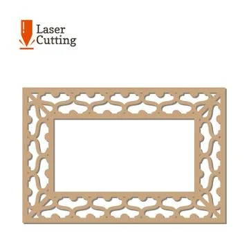 Laser cut panel. Vector frame template for cut on laser machine. Art silhouette Stock Illustration