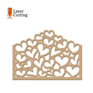 Laser cut panel. Vector frame template with hearts for cut on laser machine. Art Stock Illustration