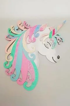 Laser cut template Unicorn wall art Stock Illustration