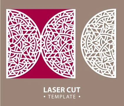 Laser cut vector card temlate with mandala ornament. Cutout circle pattern .. Stock Illustration