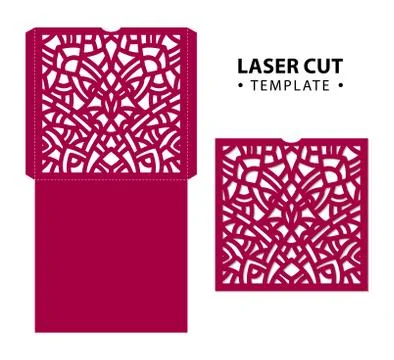 Laser cut vector envelope card temlate with abstract ornament. C Stock Illustration