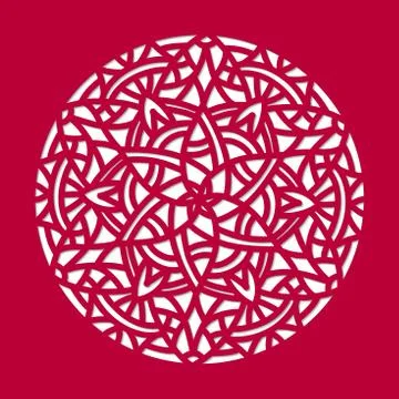 Laser cut vector mandala ornament. Cutout pattern silhouette with abstract .. Illustrazione stock