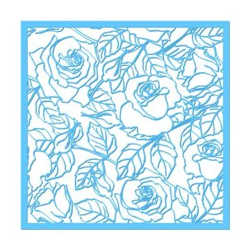 Laser cut vector rose ornament. Cutout pattern silhouette with flower and lea Illustrazione stock