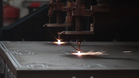 The laser cuts metal Stock Footage 101329392