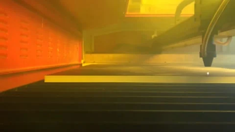 Laser cutter cutting material Stock Footage 146238999