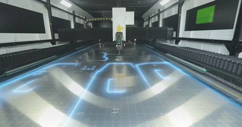 Laser cutter at the factory, visualization of the process. Visualization of a Stock Footage 289544232