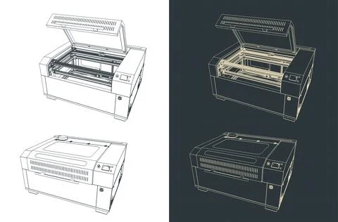 Laser cutter illustrations Stock Illustration