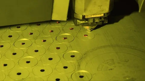 Laser cutter working. Industrial machine CNC plasma laser technology Video stock 129736858