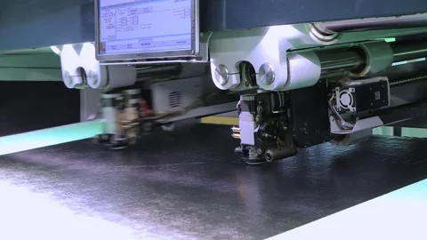 Laser is cutting leather. Laser machine. Video stock 73418589