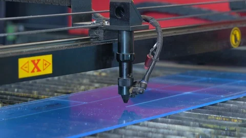 Laser cutting machine carving patterns on the plastic plate Stock Footage 119398201