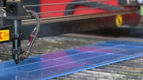 Laser cutting machine carving patterns on the plastic plate Stock Footage 119398214