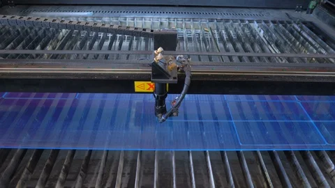 Laser cutting machine carving patterns on the plastic plate Stock Footage 119398264
