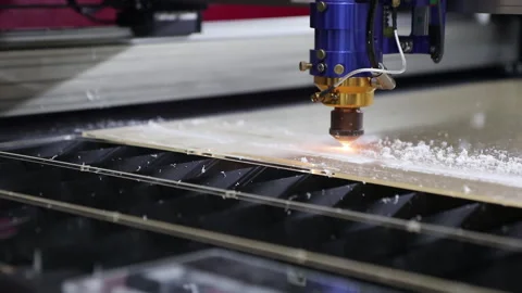 Laser cutting machine cut  acrylic sheet Stock Footage 130297018