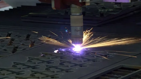 Laser cutting machine Stock Footage 80987169