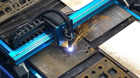 Laser cutting machine Stock Footage 80987282