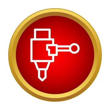 Laser cutting machine head working icon Stock Illustration