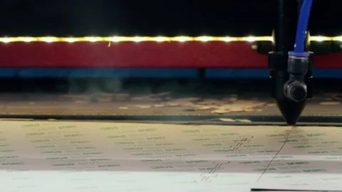 Laser cutting machine. The laser cuts the details. Stock Footage 130241485