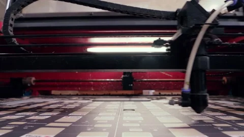 Laser cutting machine. The laser cuts the details. Stock Footage 130650314