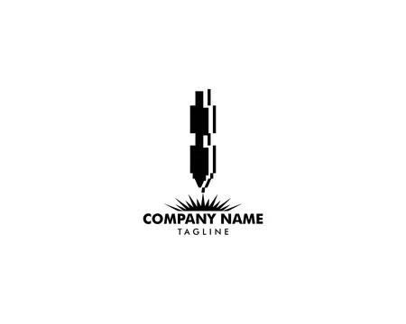 Laser Cutting Machine Logo Design Icon Vector Illustration, CNC Laser Machi.. Stock Illustration